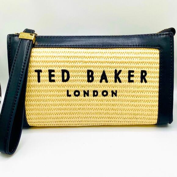 Ted Baker Black and Cream Woven Wristlet Clutch with Detachable Strap leather - Picture 1 of 9